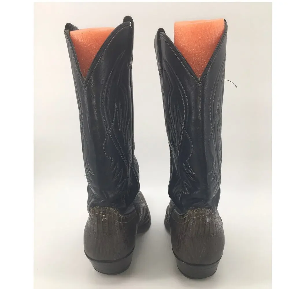 Vintage Justin Teju Lizard Leather Exotic Cowboy Boot Mens 9D 2867 Western READ